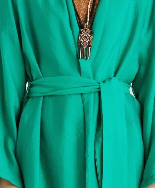 Cappotto Serena In Cupro Jacquard - Smeraldo
