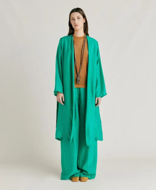 Cappotto Serena In Cupro Jacquard - Smeraldo
