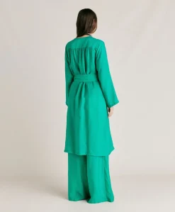 Cappotto Serena In Cupro Jacquard - Smeraldo