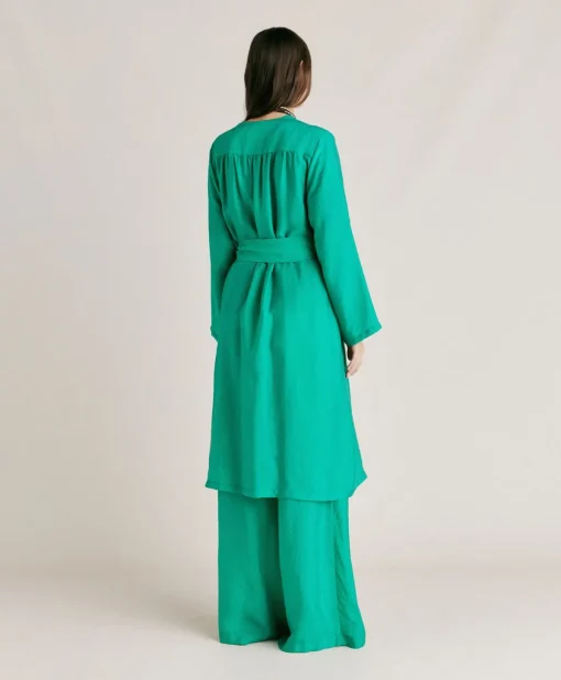 Cappotto Serena In Cupro Jacquard - Smeraldo