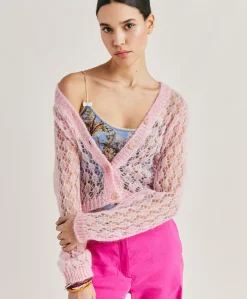 Cardigan Altea In Soft Mohair - Rosa Baby