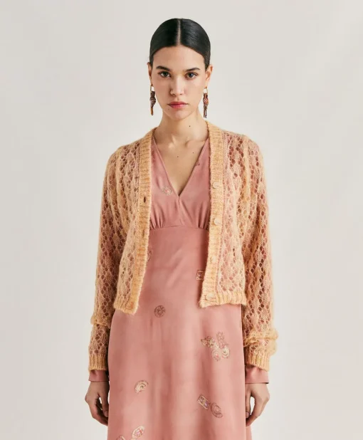 Cardigan Altea In Soft Mohair - Arancio