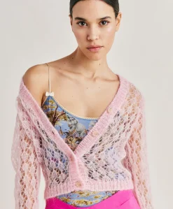 Cardigan Altea In Soft Mohair - Rosa Baby