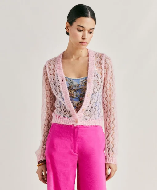 Cardigan Altea In Soft Mohair - Rosa Baby