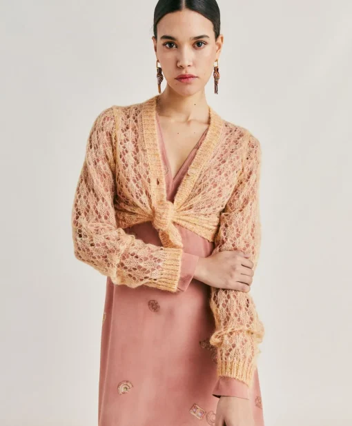 Cardigan Altea In Soft Mohair - Arancio