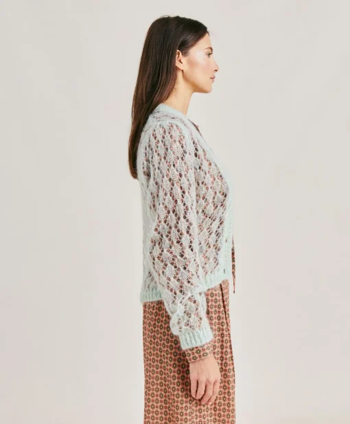 Cardigan Altea In Soft Mohair - Turchese
