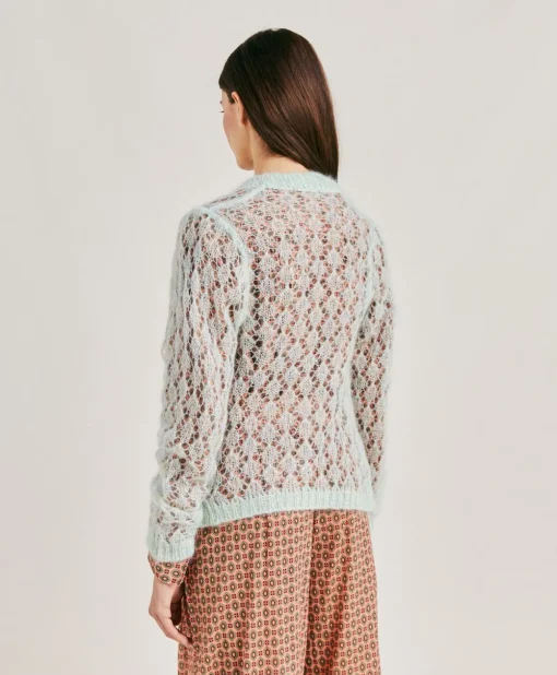 Cardigan Altea In Soft Mohair - Turchese