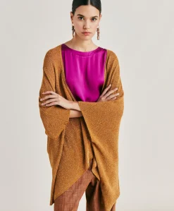 Cardigan Divina Perlata Lurex - Caramello
