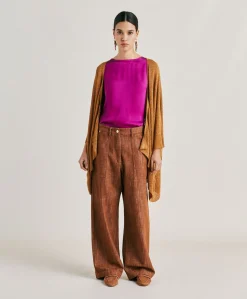Cardigan Divina Perlata Lurex - Caramello