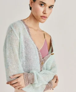 Cardigan Dream In Soft Mohair - Turchese