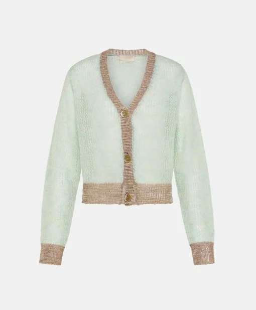 Cardigan Dream In Soft Mohair - Turchese