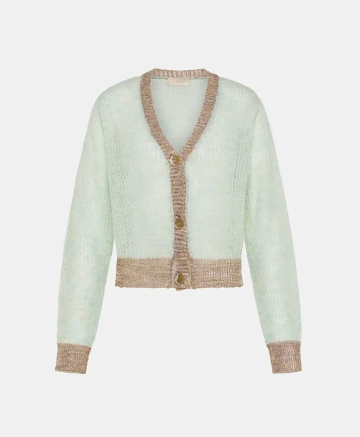 Cardigan Dream In Soft Mohair - Turchese