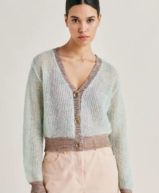 Cardigan Dream In Soft Mohair - Turchese