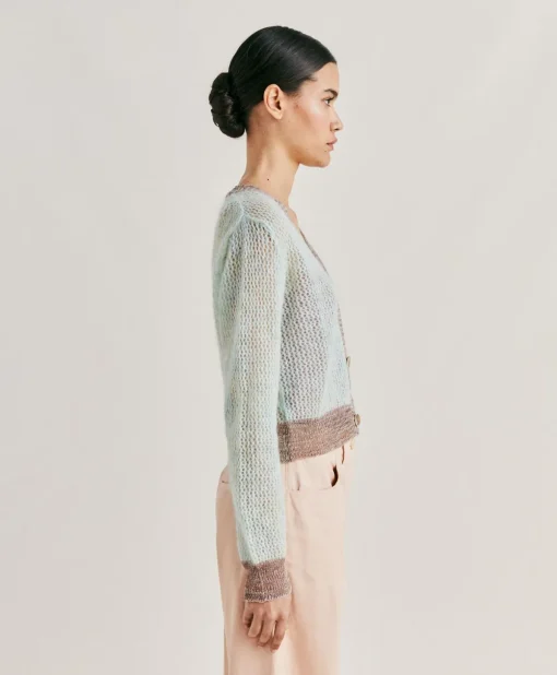 Cardigan Dream In Soft Mohair - Turchese
