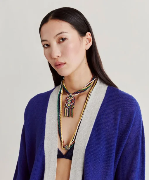Cardigan Flossy Perlata Dettagli Lurex - Bluette