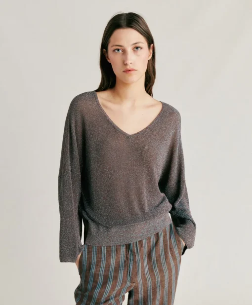 Cardigan Fresno Perlata Lurex - Corteccia