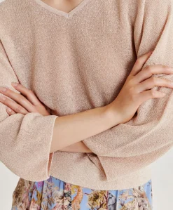 Cardigan Fresno Perlata Lurex - Cipria