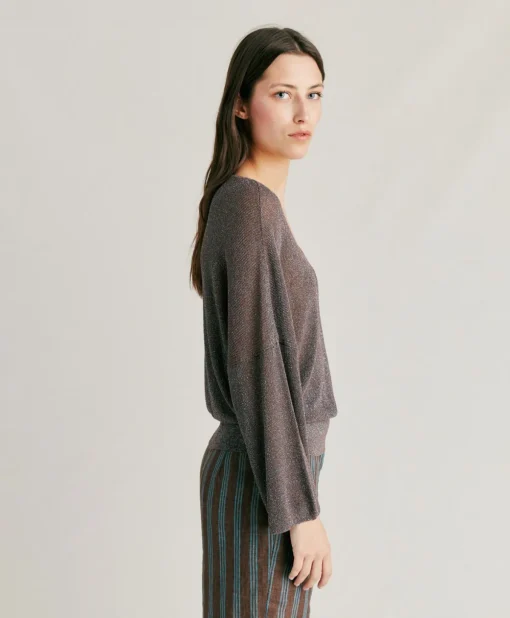 Cardigan Fresno Perlata Lurex - Corteccia