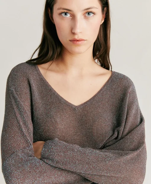 Cardigan Fresno Perlata Lurex - Corteccia