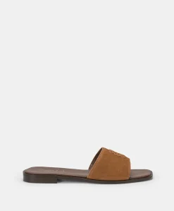 Ciabatta Flat Tuccia In Pelle - Cuoio