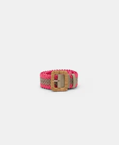 Cintura Malika Con Fibbia In Raffia - Sabbia/Rosa