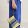 Clutch Yamir In Raffia A Righe - Multicolor