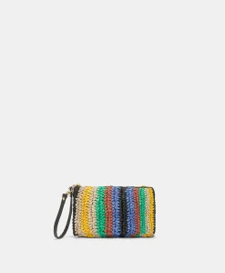 Clutch Yamir In Raffia A Righe - Multicolor
