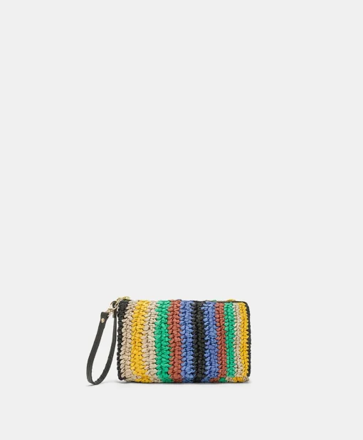 Clutch Yamir In Raffia A Righe - Multicolor