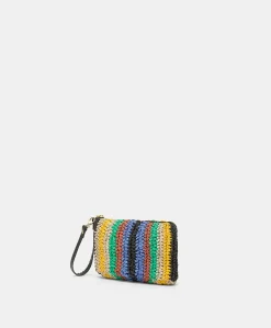 Clutch Yamir In Raffia A Righe - Multicolor