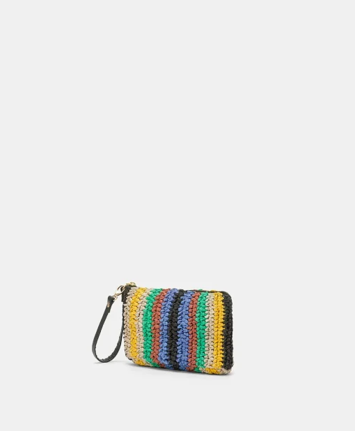 Clutch Yamir In Raffia A Righe - Multicolor