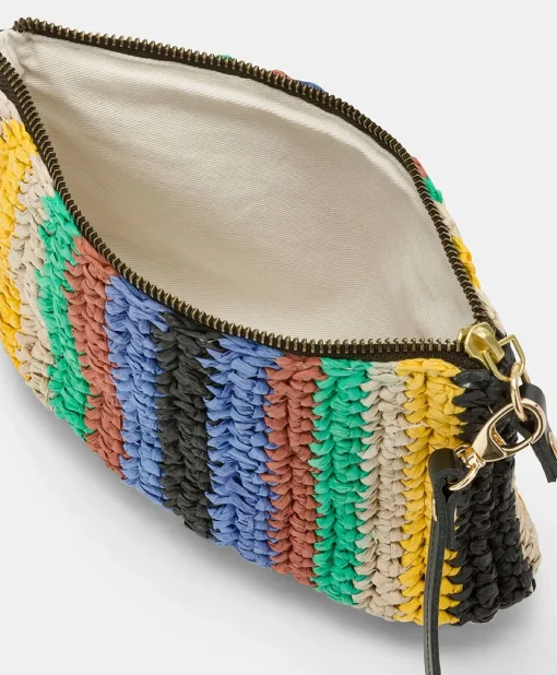 Clutch Yamir In Raffia A Righe - Multicolor