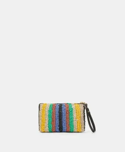Clutch Yamir In Raffia A Righe - Multicolor