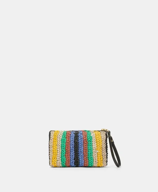 Clutch Yamir In Raffia A Righe - Multicolor