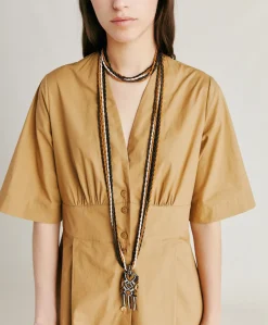 Collana Vidrier Con Perline - Cacao Multicolor