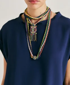 Collana Vidrier Con Perline - Verde/Multicolor
