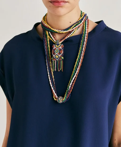 Collana Vidrier Con Perline - Verde/Multicolor
