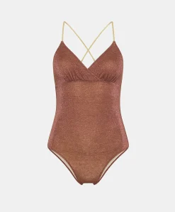 Costume Intero Summer In Jersey Lurex - Terracotta/Acido