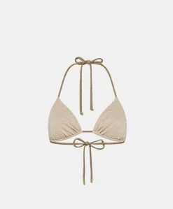Costume Marine A Triangolo In Jersey Lurex - Sabbia/Fango