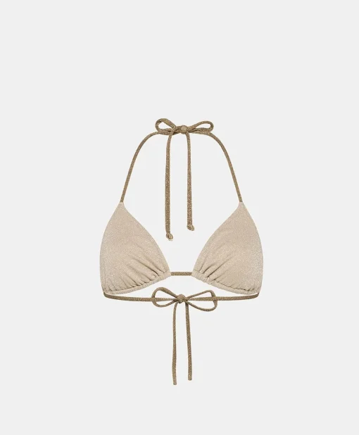 Costume Marine A Triangolo In Jersey Lurex - Sabbia/Fango