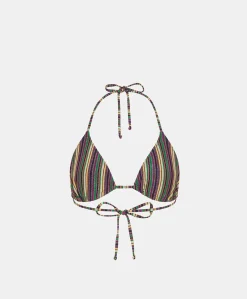 Costume Marine A Triangolo In Jersey Lurex A Righe - Multicolor Verde