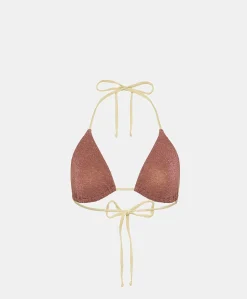 Costume Marine A Triangolo In Jersey Lurex - Terracotta/Acido