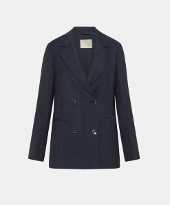 Giacca Clair In Viscosa Lino Elegante - Blu Notte