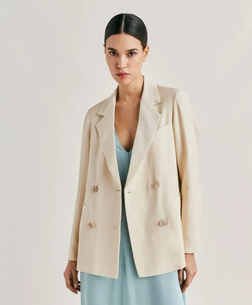 Giacca Clair In Viscosa Lino Elegante - Crema