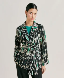 Giacca Cristal In Viscosa Lino - Nero Multicolor