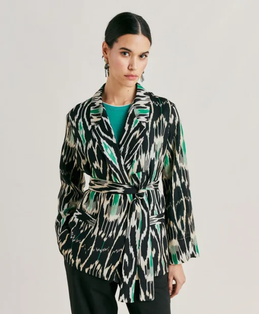 Giacca Cristal In Viscosa Lino - Nero Multicolor