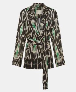 Giacca Cristal In Viscosa Lino - Nero Multicolor