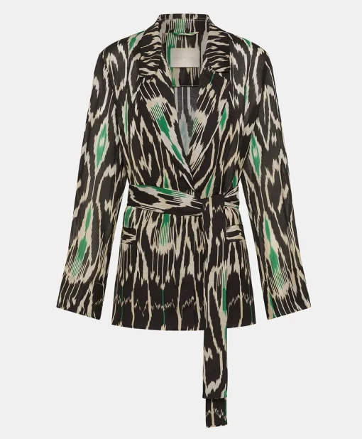 Giacca Cristal In Viscosa Lino - Nero Multicolor