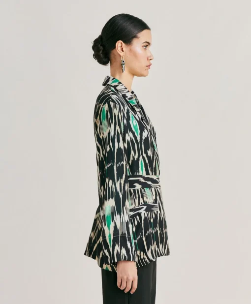 Giacca Cristal In Viscosa Lino - Nero Multicolor