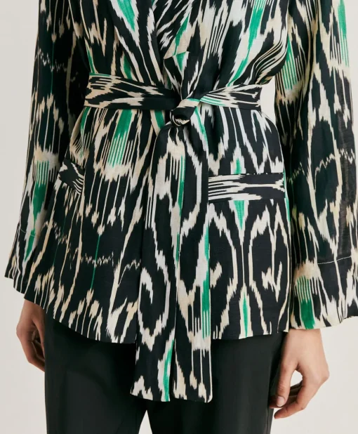 Giacca Cristal In Viscosa Lino - Nero Multicolor