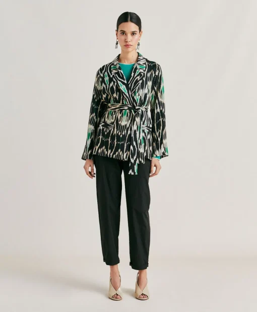 Giacca Cristal In Viscosa Lino - Nero Multicolor